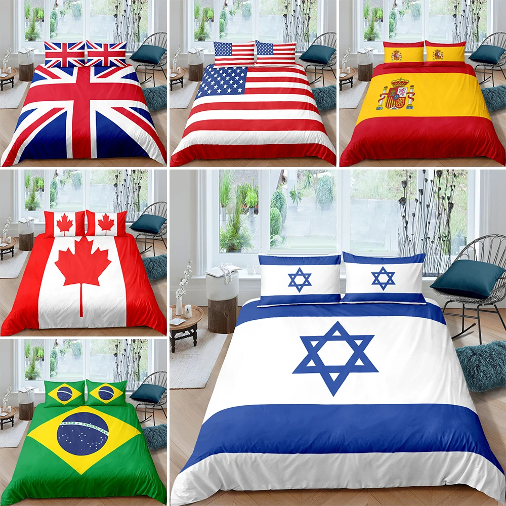 

3D Flag Printing Duvet Cover All Country Series Bedding Set Adults Quilt/Comforter Cover 2/3pcs Twin Queen King Size Bedclothes