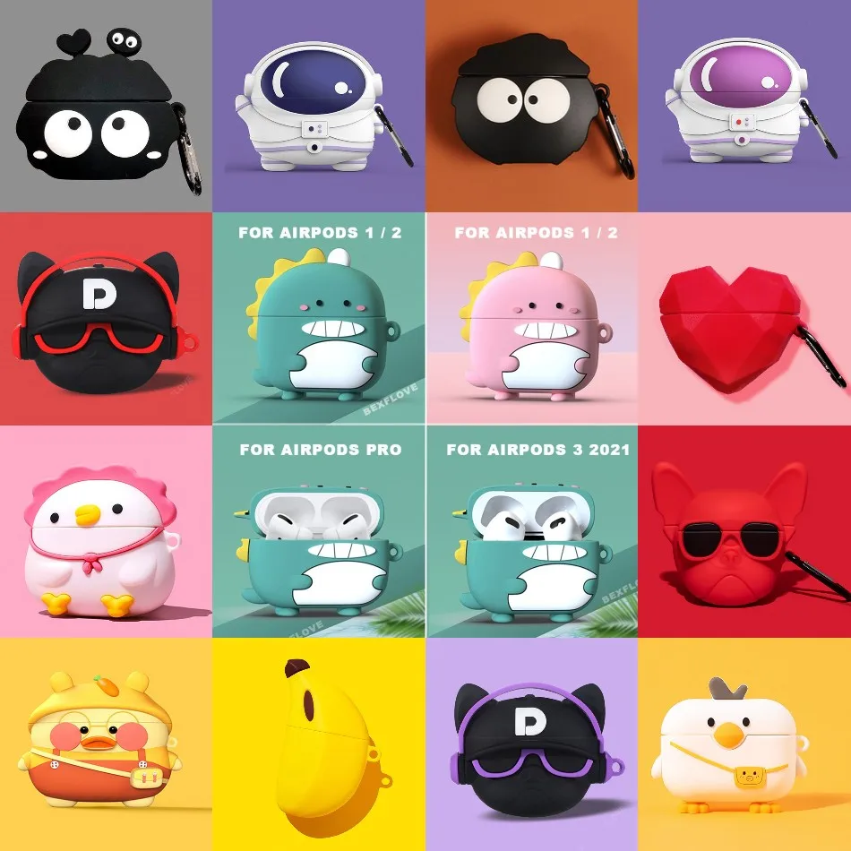 

For Airpods 3 2 Pro Case Hearphone Cover Silicone Cute Cartoon Dog Duck Cover for Apple Air Pods Pro 2 3 Earbuds Case Accessorie