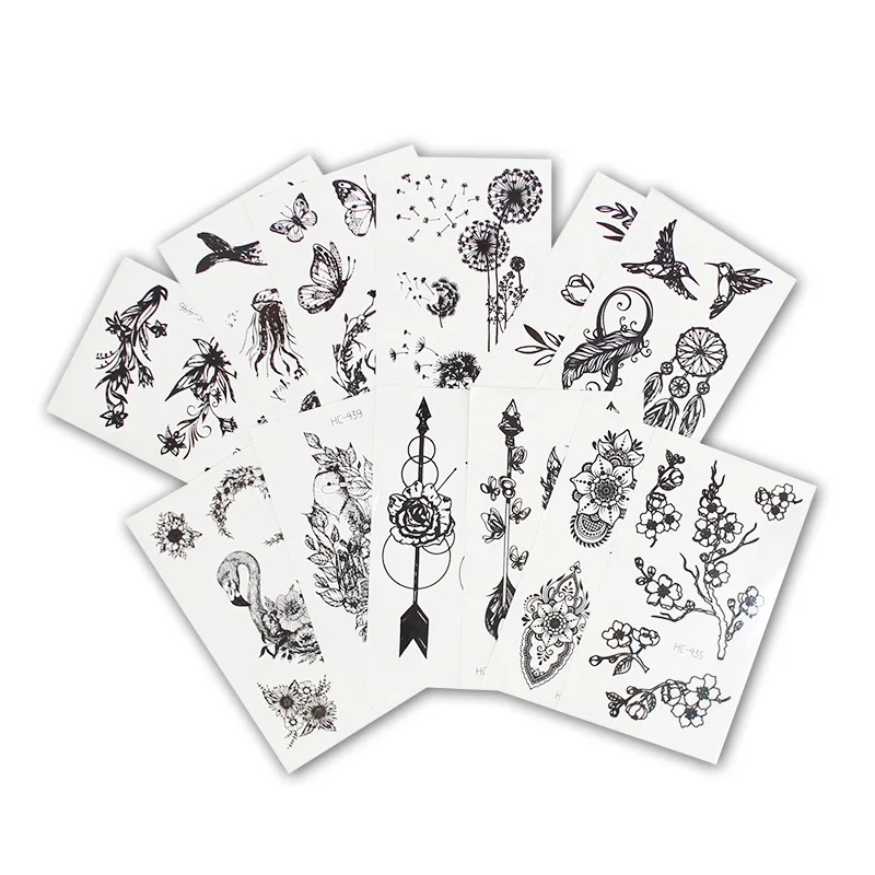 Водостойкая черная Временная тату-наклейка 5 шт. Временные татуировки наклейки