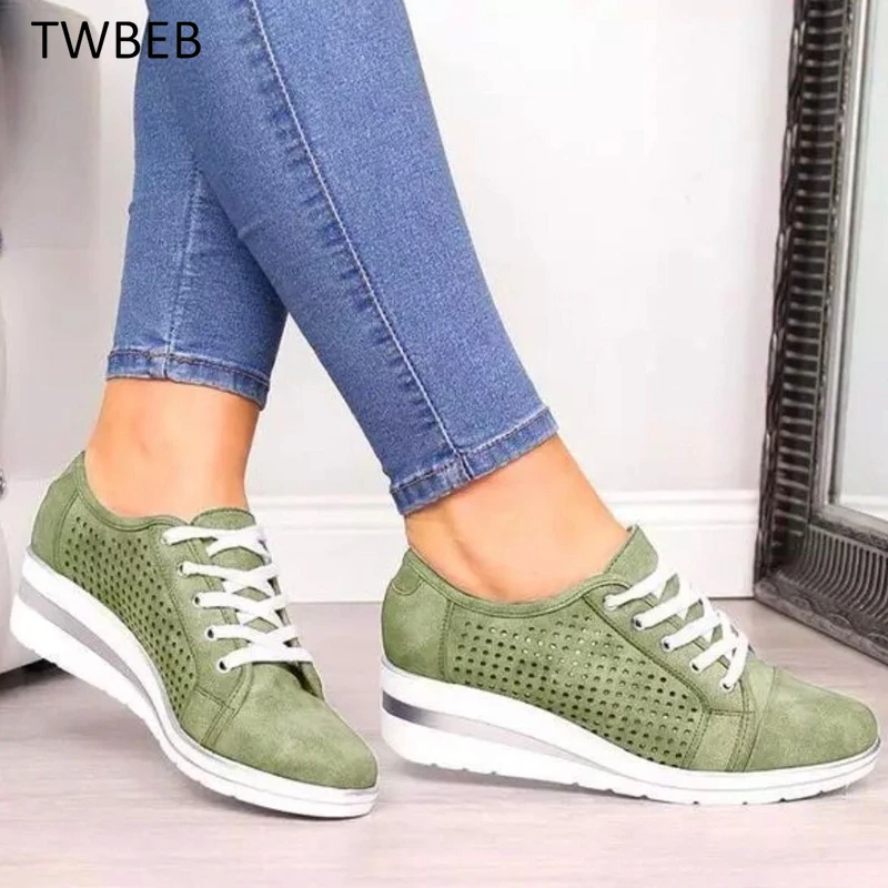 

Women's Green Shoes 2022 Fashion Breathable Platform Wedge Shoes Sneakers Women Plus Size Casual Shoes Woman Zapatos De Mujer
