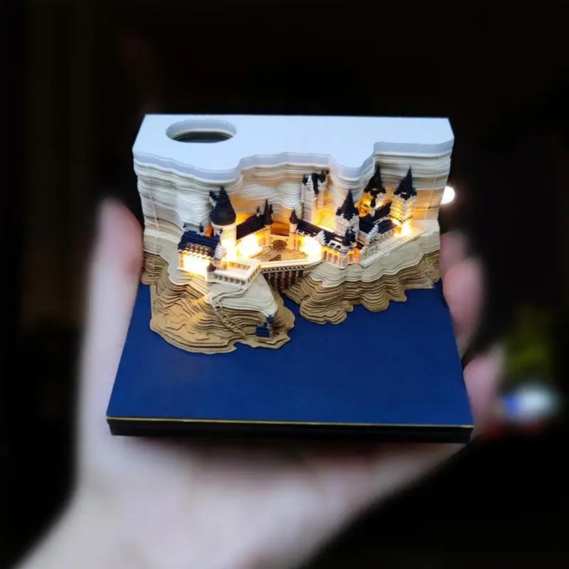 

3D Notepad Cubes Omoshiroi Block 160 Sheets Hogwarts Castle DIY Design Castle Memo Pad Party Favors Home Decoration