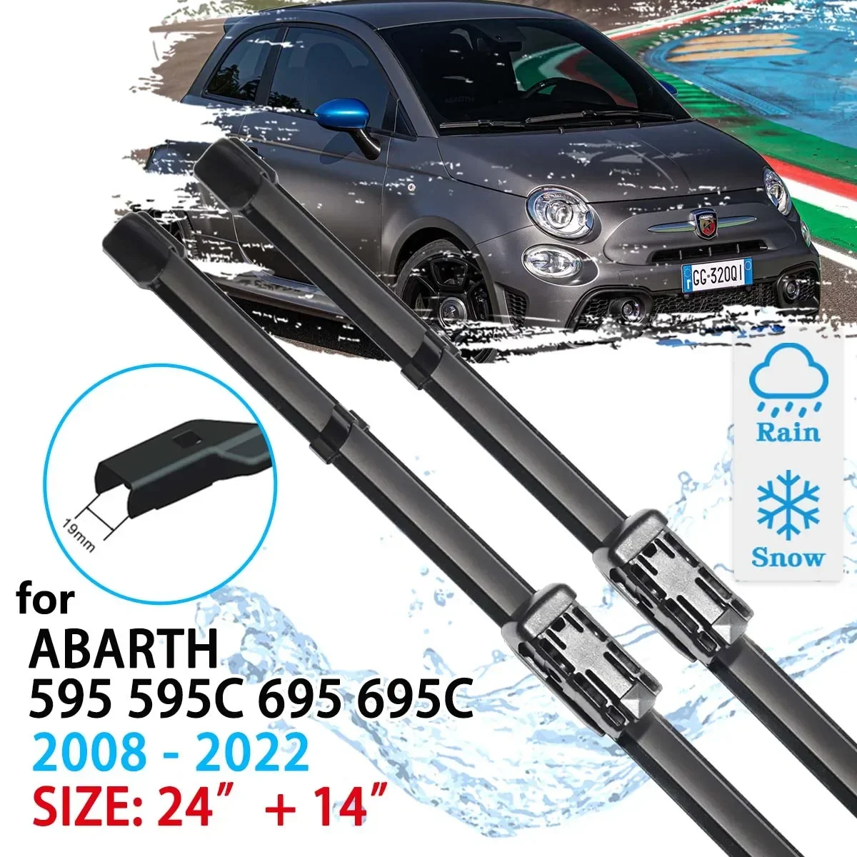 Передние стеклоочистители для автомобиля Abarth 595 595C 695 695C 2008 ~ 2022