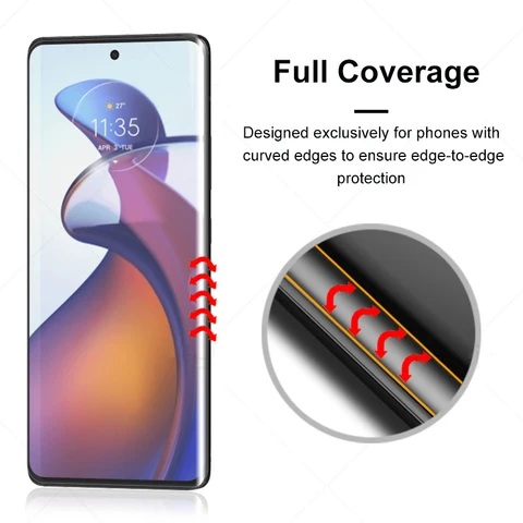 3D изогнутое закаленное стекло с полным клеем и УФ-излучением для Motorola MOTO Edge 30 Ultra Защитная пленка для экрана 60S 50 60 Fusion G85 2024 Plus 2023