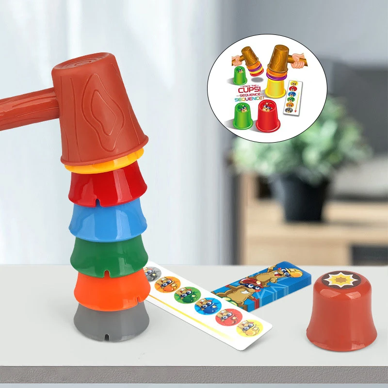 

2022 Hammering Mole Stack Cups Board Game for Parent-Child Kids Intelligence Toy Novelty Birthday Gift Toys For 3 Year Kids Boys