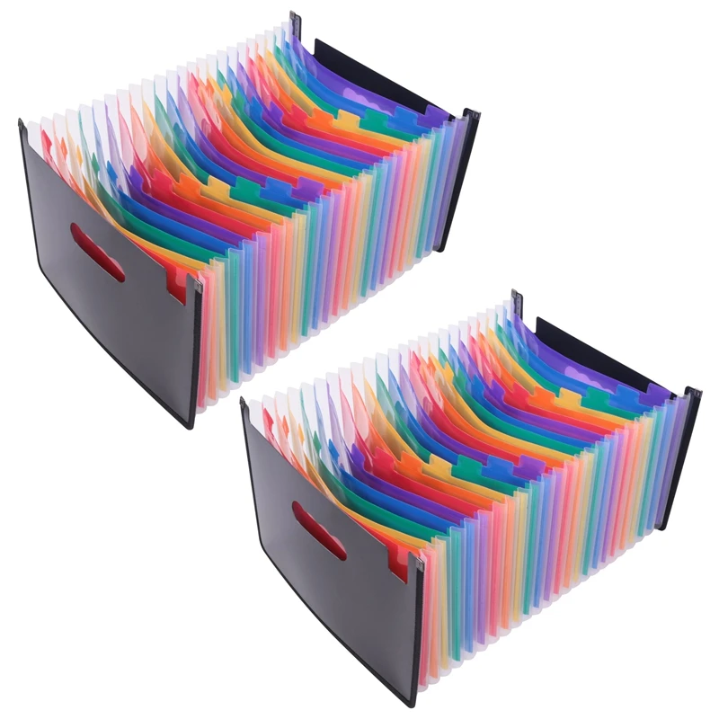 

2X Expanding File Folder 24 Pockets, Black Accordion A4 Folder