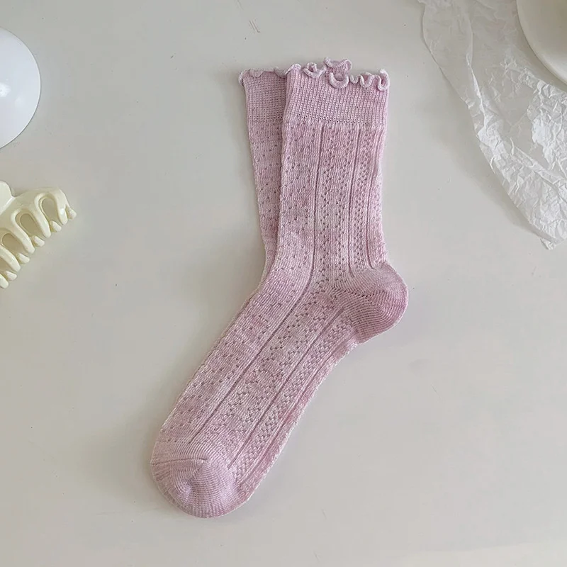 SP &amp CITY летние кружевные тонкие женские носки с оборками милые разноцветные