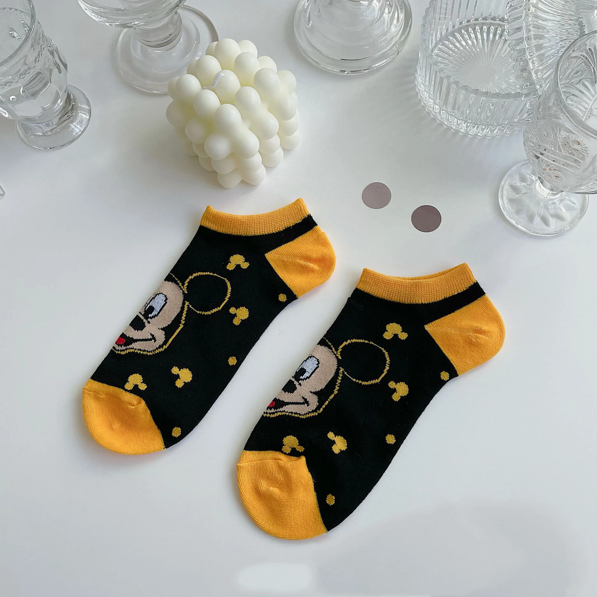 Женские короткие носки Disney милые хлопковые для девочек и мальчиков с Микки