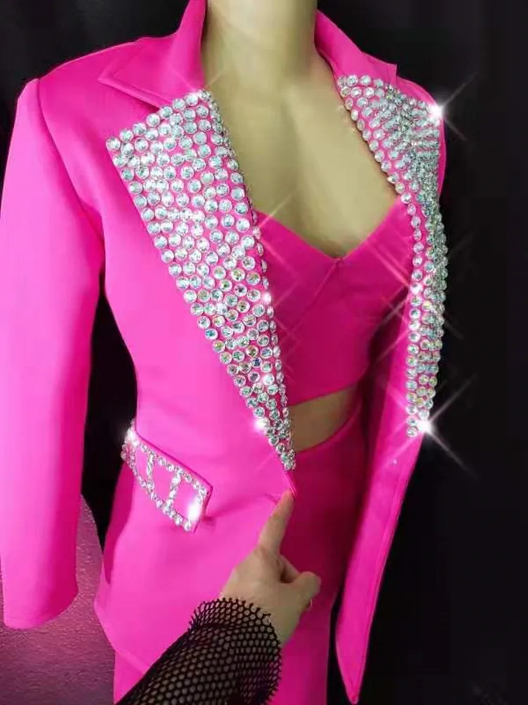 Бар ночной клуб женские костюмы для певицы танцовщицы розово-фиолетовые