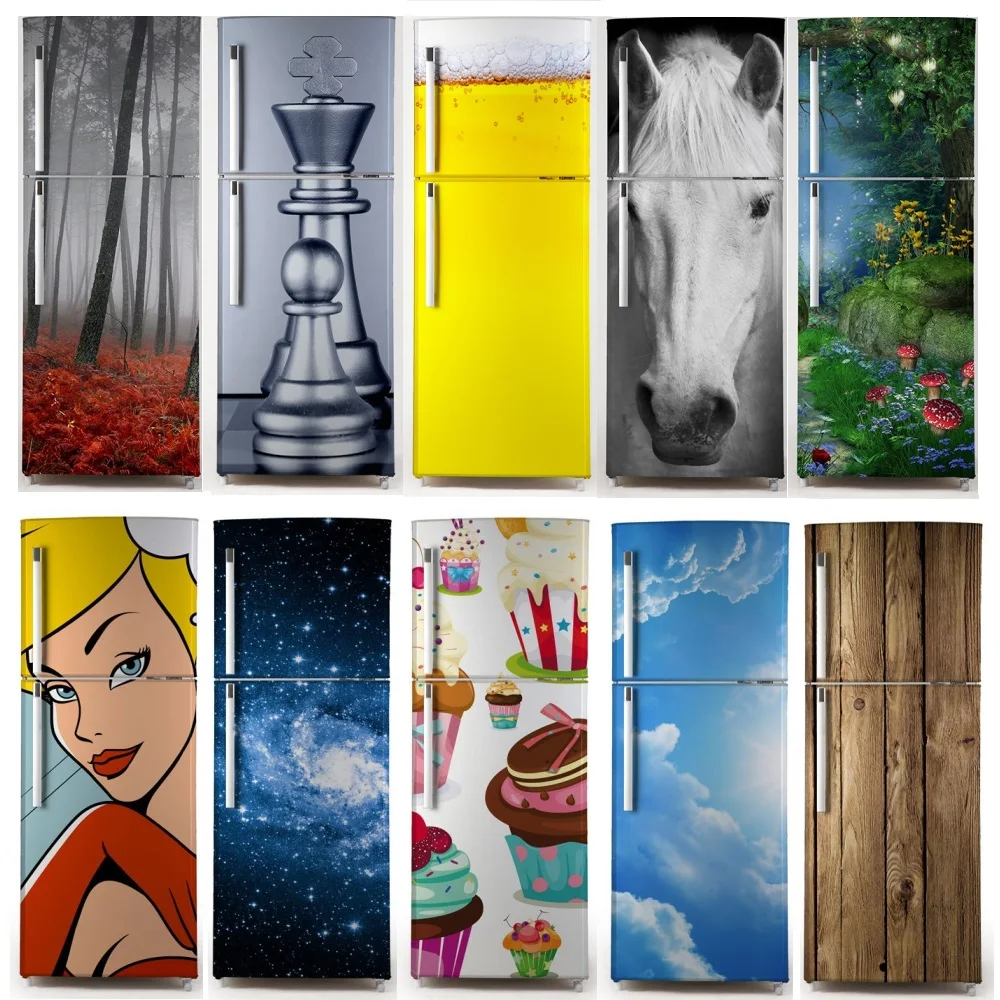 

3D Dishwasher Fridge Sticker Refrigerator Wrap Freezer Skin Kid's Art Fridge Door Cover Wallpaper Renewable Kitchen Accessories