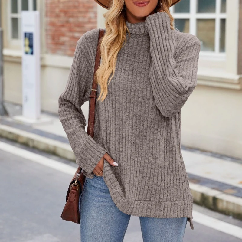 Женская осенне-зимняя одежда повседневная водолазка свободная футболка с