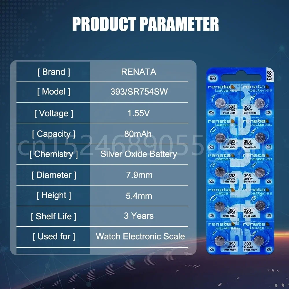 Оригинальный новый Renata 393 SR754W 754 1 55 В оксид серебра для часов-калькулятора