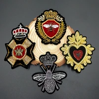 1 set metal crown bee sequins rhinestones embroidered badge patches sew on applique clothes shoes bags decoration patchfor