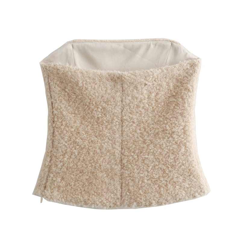 KEYANKETIAN 2025 новый женский корсет с махровой текстурой без бретелек укороченный топ