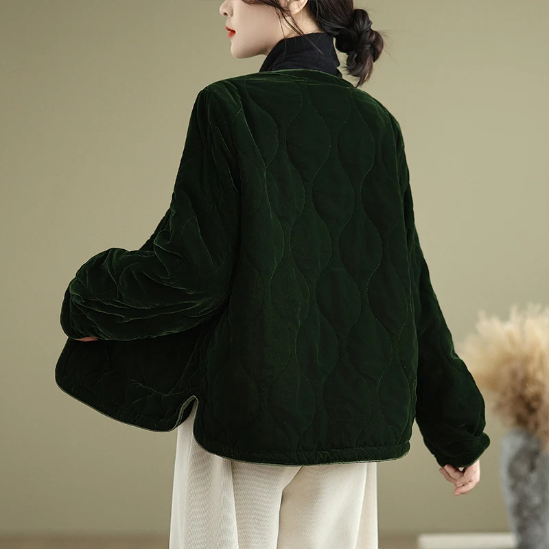 Сплошной цвет осень-зима новая повседневная хлопковая куртка в стиле ретро