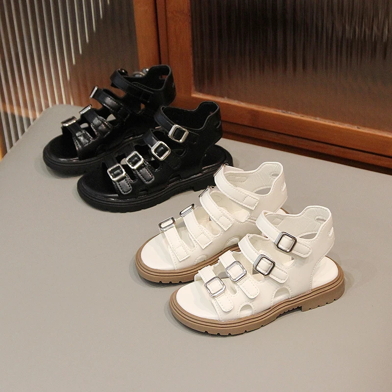 

Kids GLADIATOR Versatile Buckle Hook & Loop 2023 Girls Sandals Cute Children Casual Shoes Dropshipping Simple Open-toe Boys Shoe