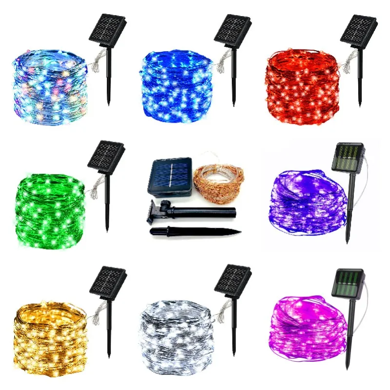 

Led solar string lights outdoor copper wire lights fairy lights for wedding garden festival halloween christmas decoration