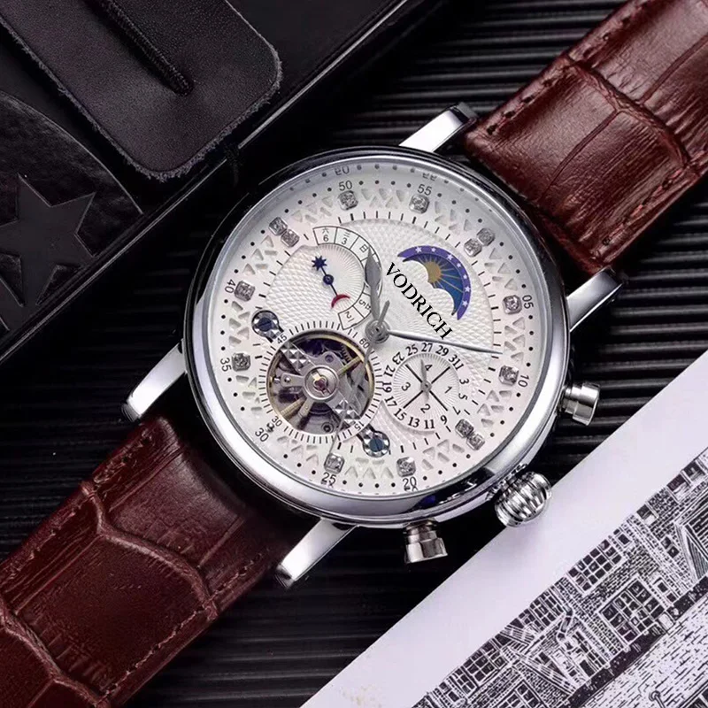 

PPH09 Men's Designer Brand Watch Fashion Business Automatic Mechanical Watch Men's Casual Leather Waterproof Watch AAA
