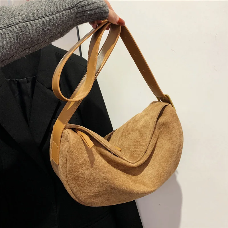 

Сумки через плечо для женщин, вместительные дамские сумочки из мягкой искусственной замши на ремне, повседневные дорожные сумки-Хобо в винт...