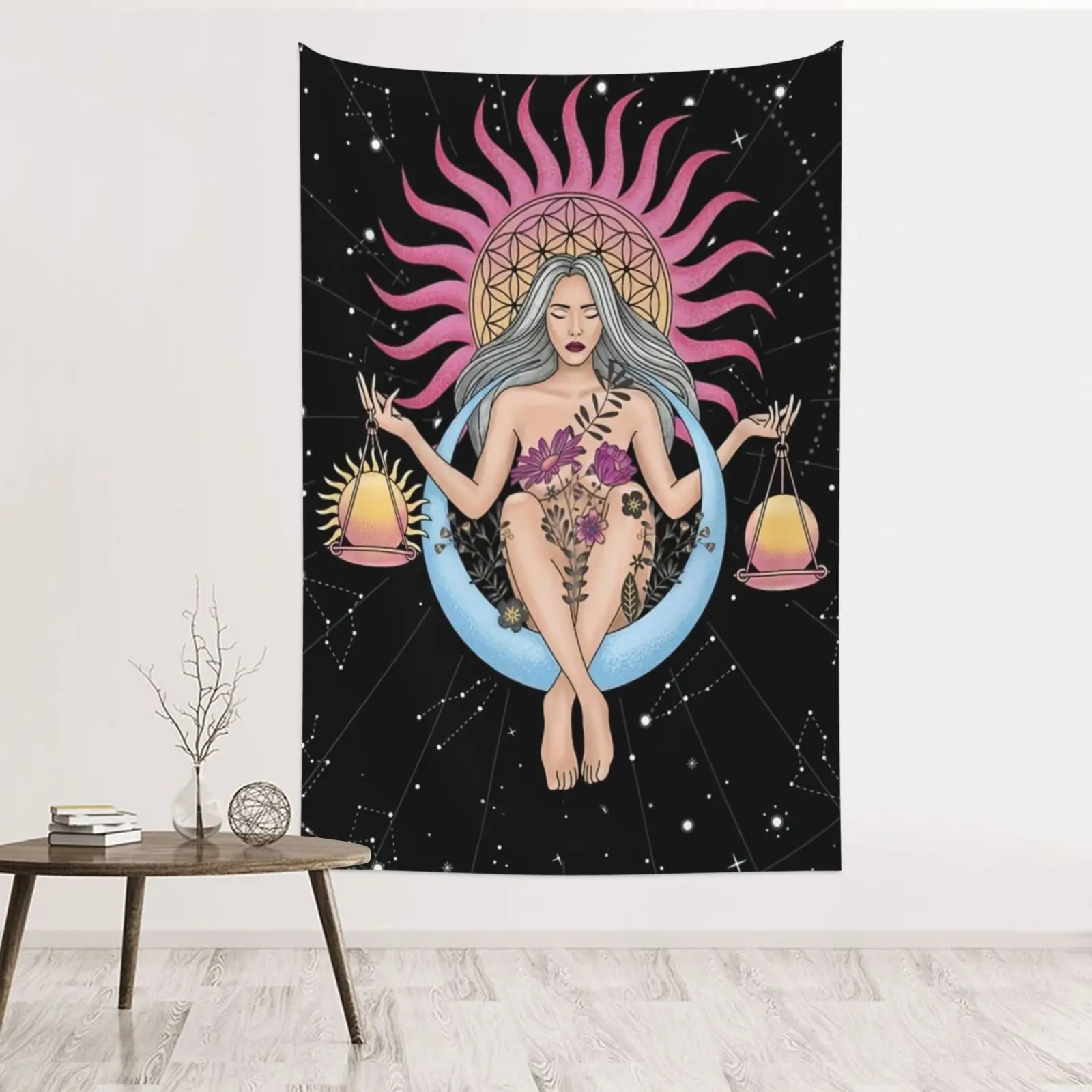 

Indian Moon Phase Girl Mandala Tapestry Wall Hanging Boho Psychedelic Bedroom Girl's Kawaii Room Dorm Hippie Witchcraft Decor