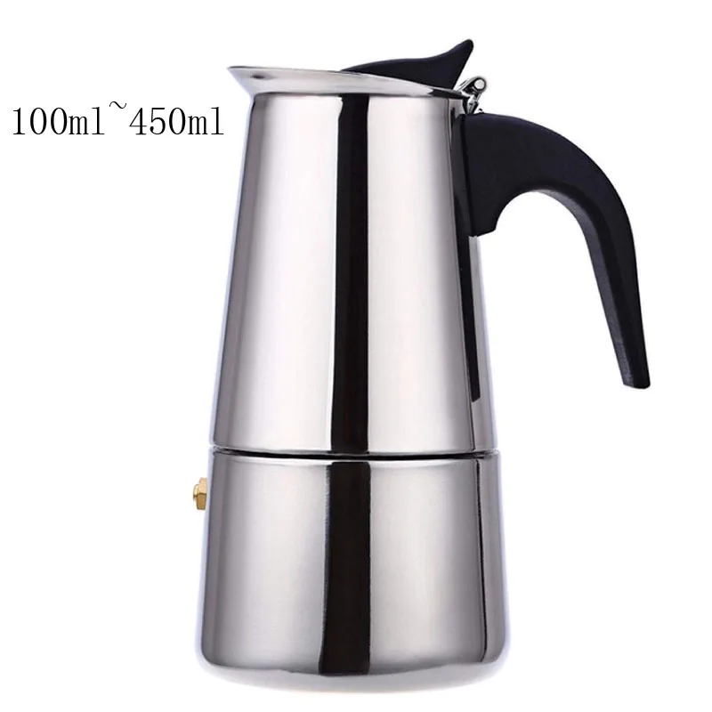 

Stainless Steel Moka Coffee Pot Stove Top Filter Italian Espresso Coffee Maker Percolator Tool Mocha Cafetiere 100/200/300/450ML
