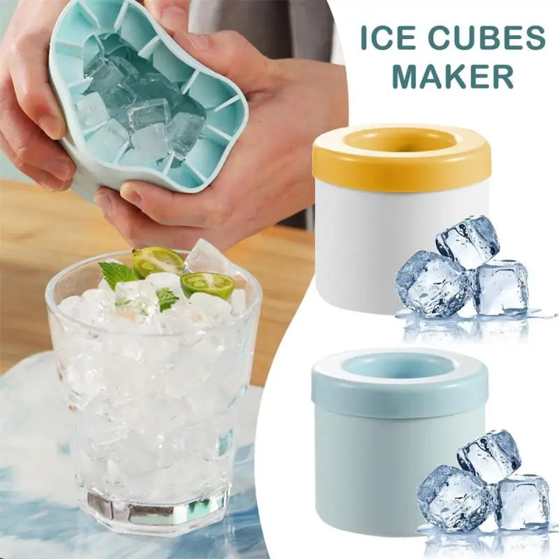 Food Grade Silicone Ice Mold Round Cylinder Ice Cube Making Mold Freeze Quickly Safety Ice Bucket Cup Kitchen Whiskey Beer Maker