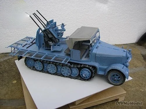 

German sd.kfz.7120 mm self propelled antiaircraft gun DIY Handcraft Paper Model KIT Handmade Toy Puzzles Gift Movie props