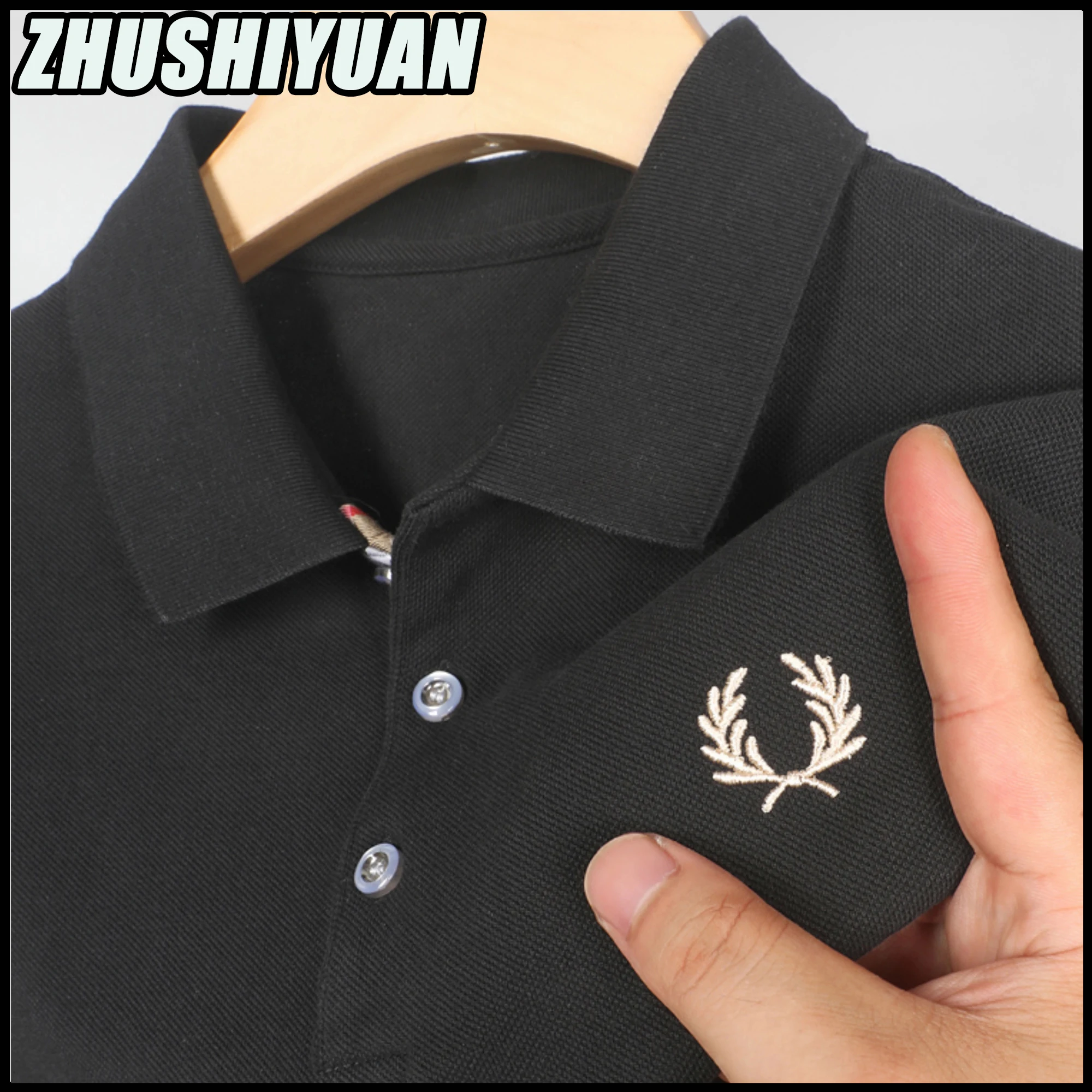 

New Paddy Embroidery Polo Shirts 2023 Summer Korea Fashion Men Clothing Graphics Polos Tops Ropa Hombre Versatile Black T-shirts