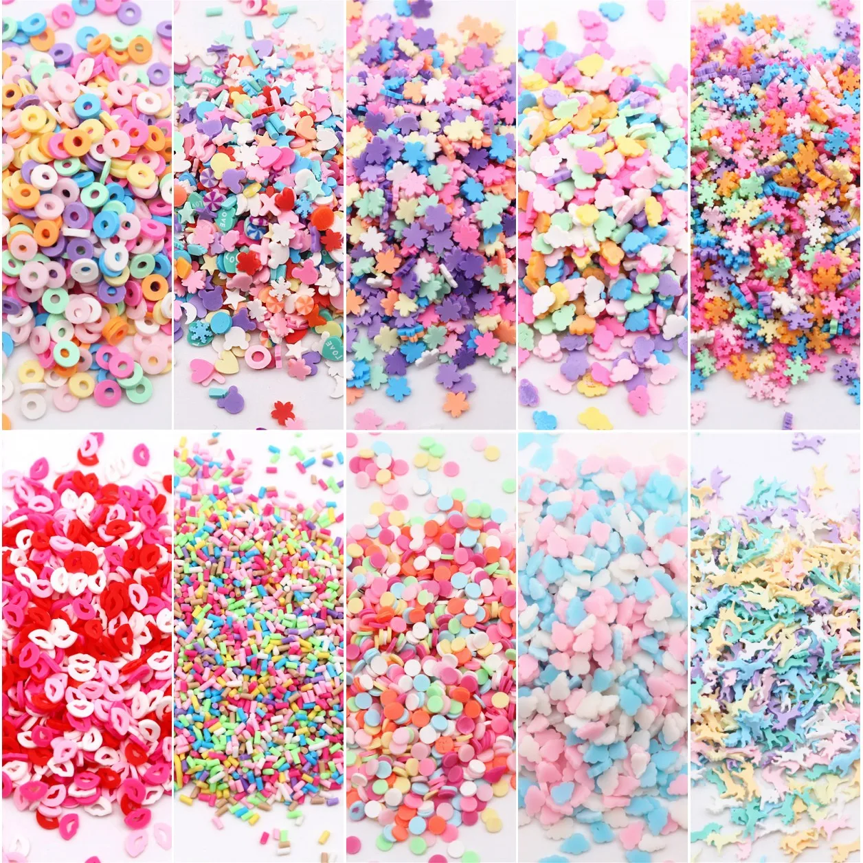 

20g Mix Color Polymer Clay Slices Sprinkles Candy Star Heart Flower Soft Hot Clay DIY Crafts Slime Nail Art Handmade Accessories