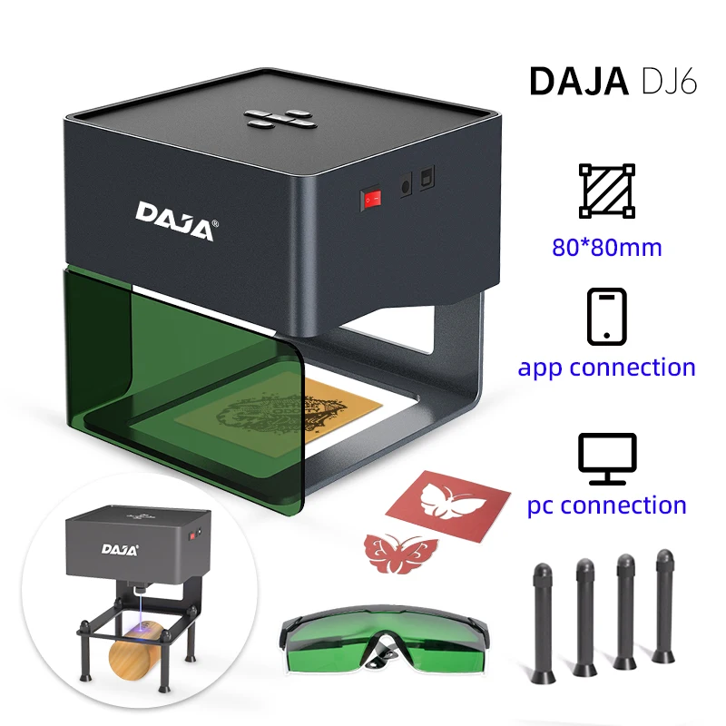 

DAJA Mini Portable Laser Engraver Diy Bluetooth Machine Painted Dog Tag Paper Leather Wooden Plastic Logo CNC Machine