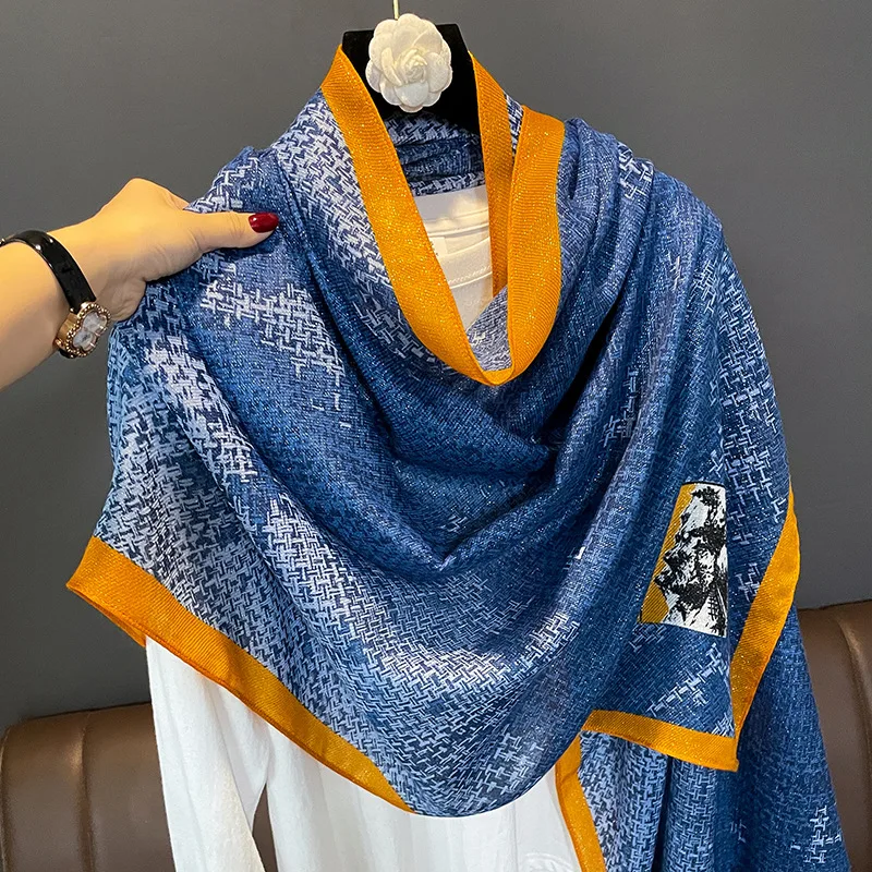 

90*180cm Large Shawl Women Retro Scarf Fashion Oversized Summer Sunscreen Shawl Thin Beach Shawl Trend Autumn Winter Warm Scarf