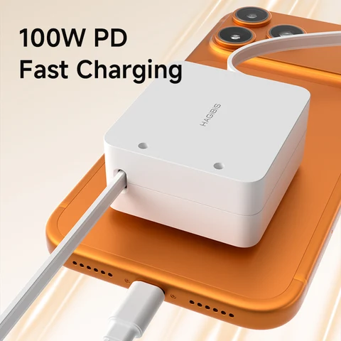 Кабель Hagibis USB-C, выдвижной, 100 Вт, Type-C на Type-C, односторонний, для быстрой зарядки, для iPhone 17, Macbook, iPad