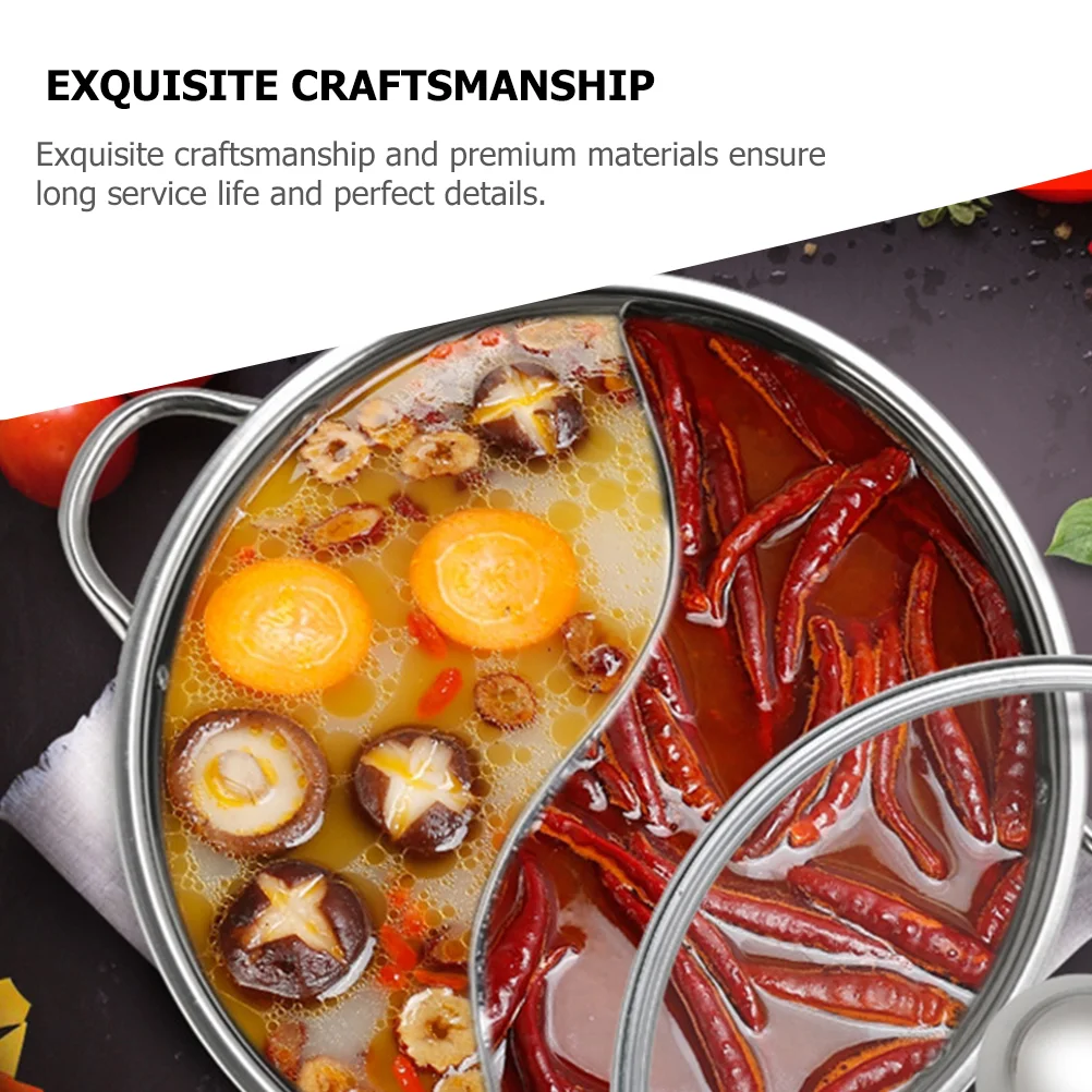 

Non Stick Skillet Lid Stainless Steel Mandarin Duck Pot Chinese Style Hot Shabu Divider Pan Practical Kitchen Cooking