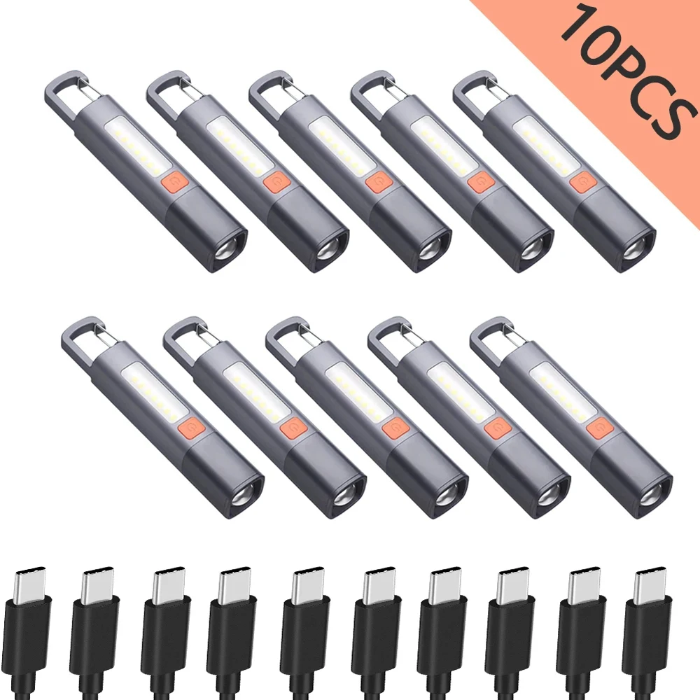 Мини-светодиодный Фонарик Xpe Со Встроенной Перезаряжаемой Usb-лампой И Крючком