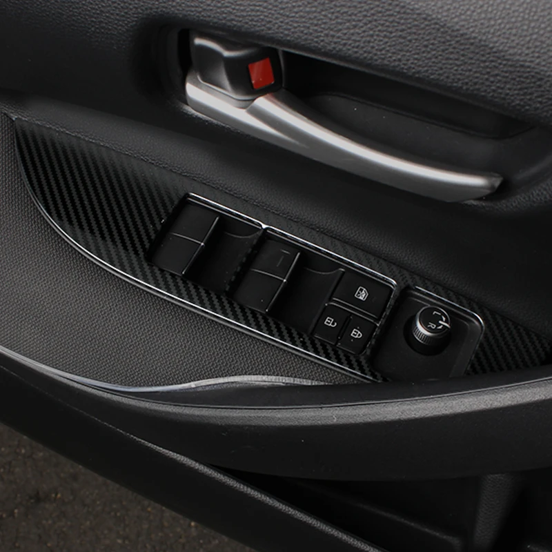 

Car Carbon Fiber Color Window Glass Lift Button Switch Cover Trim Door Armrest Panel For Toyota Corolla E210 2019-2020