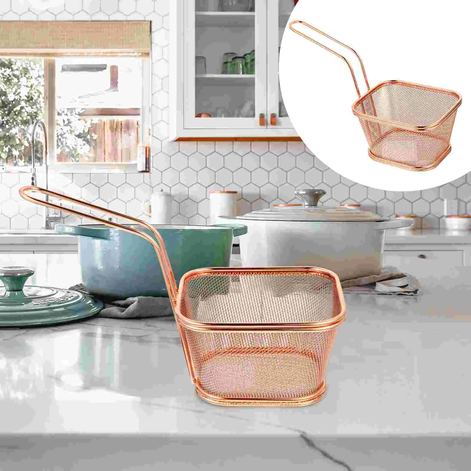 

1 шт. корзина для жарки, прочная корзина для жарки еды, корзина для жарки из нержавеющей стали