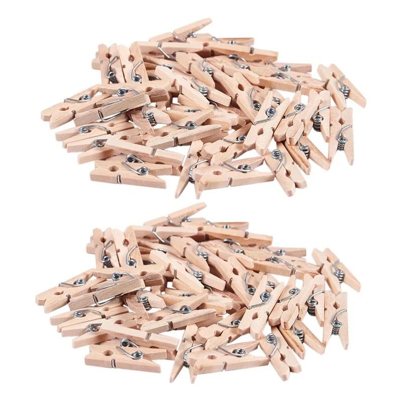 

Mini Wooden Clothes Photo Paper Peg Clothespin Craft Clips 25Mm 80Pcs