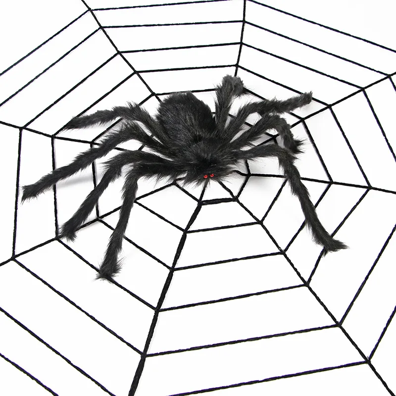 Spider Web Halloween Spider Party Decoration Props Spider Web Secret Room Tricky Simulation Plush Spider