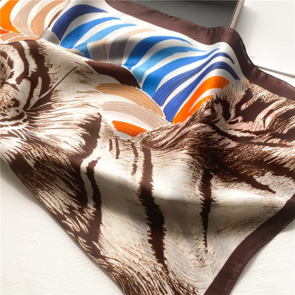 70X70 см шарф с рисунком тигра модный маленький квадратный женские тонкие