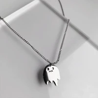 simple ghost pendant necklace cute titanium steel design hip hop street guard clavicle chain jewelry stainless steel choker