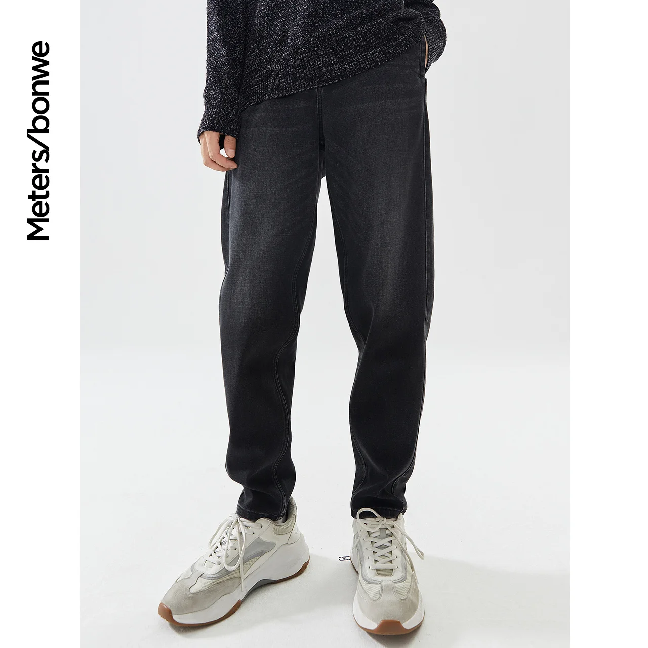 Metersbonwe Winter Mom Jeans For Men Thick Warm Loose Denim Trousers Solid Color Denim Pants Casual High Quality Straight Jeans