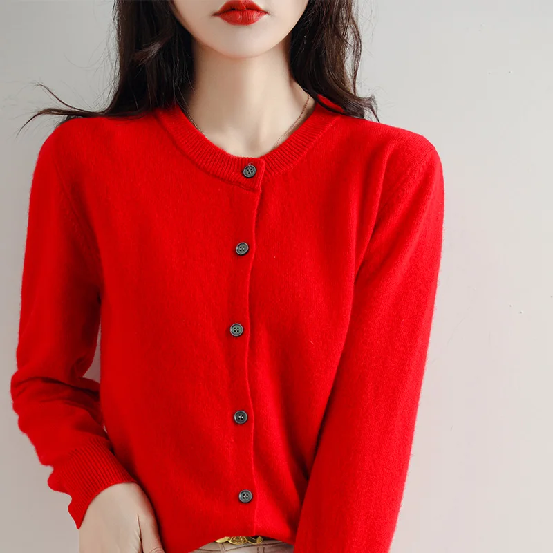 

2023 Women's Sweater, Round Neck Wool Cardigan, Knitted Base, Solid Color, Korean Version, Loose Jacket, Special Price