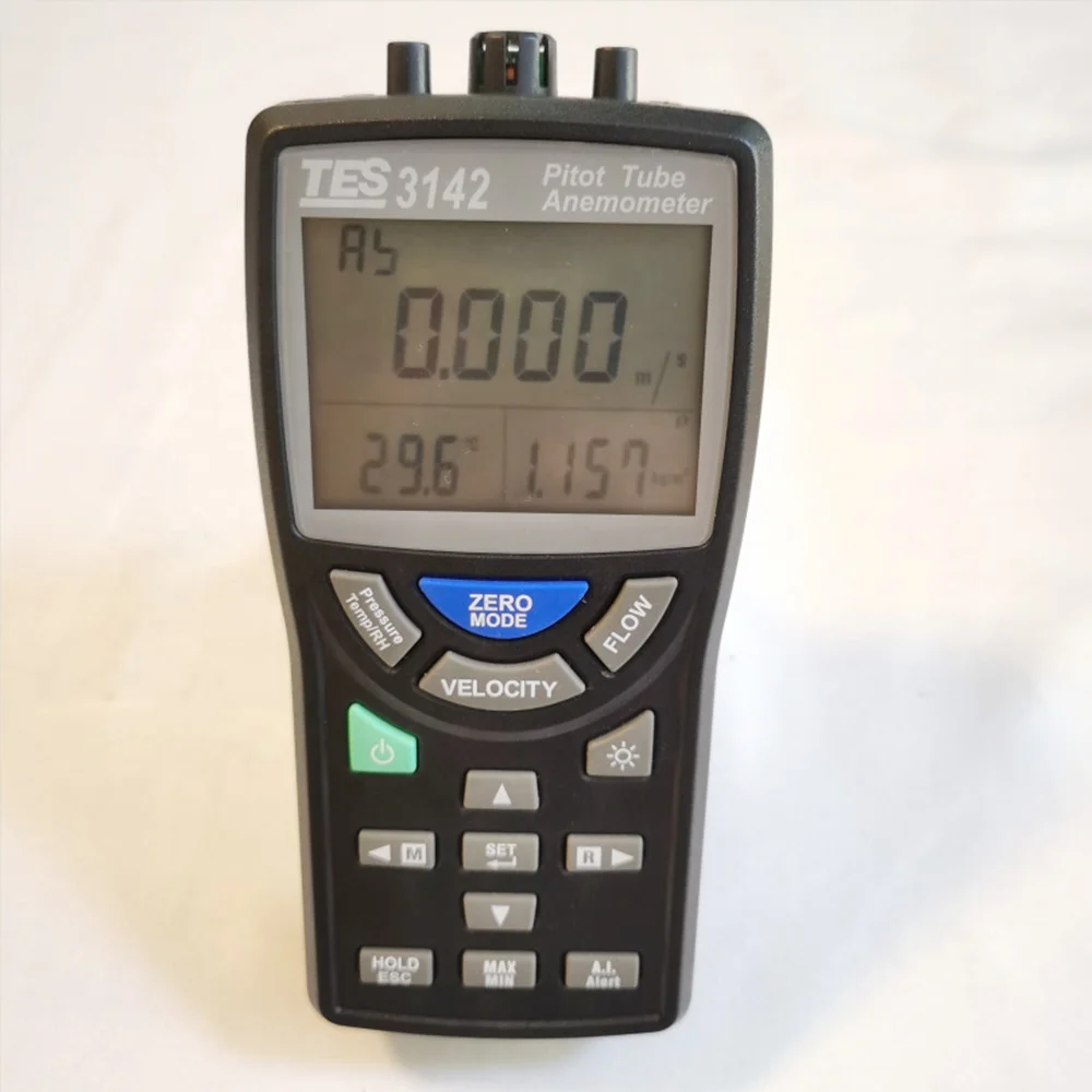 

TES3142 Pitot tube anemometer,differential pressure manometer