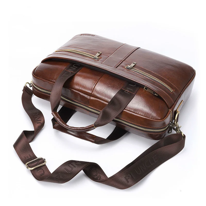 First Layer Cowhide Man Business Briefcase High Quality Single Shoulder Messenger Bag Genuine Leather Luxury Crossbody Handbags