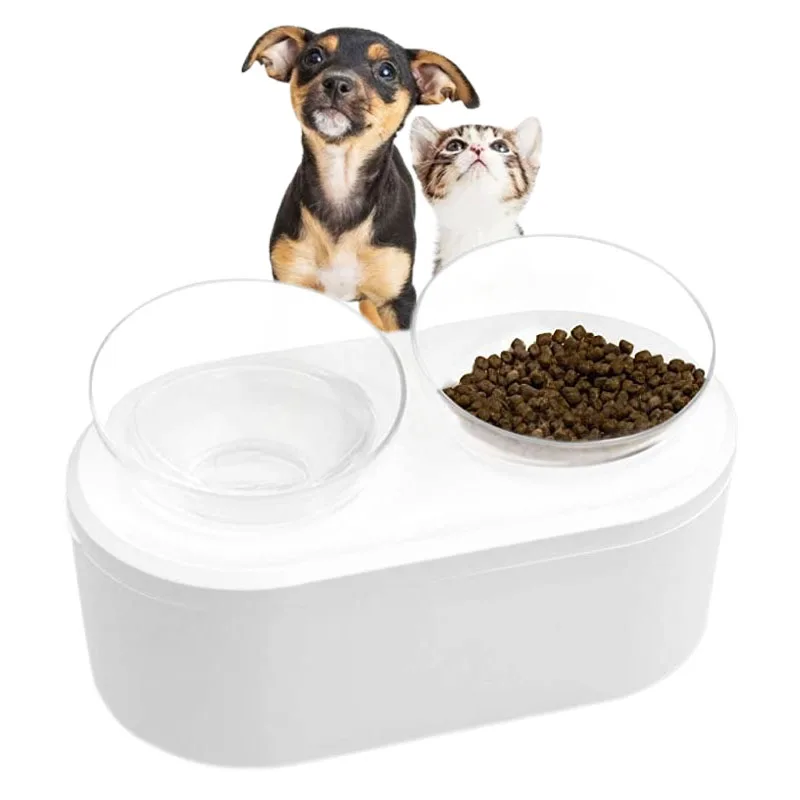 

Food Storage Cat Bowl With Stand and Pet Food Water Feeder Dispenser Raised Double Dish Feeding Elevated Kitten Puppy Dog Supply