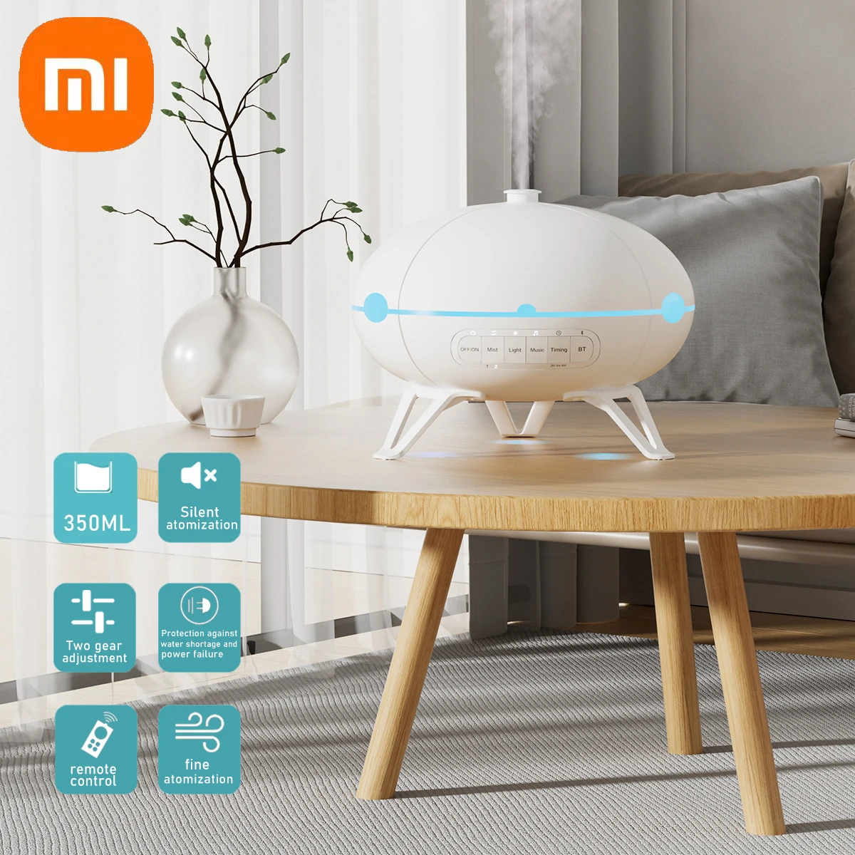 

Увлажнитель воздуха Xiaomi для ароматерапии с белым шумом и подсветкой