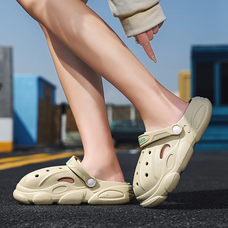 Mens Beach Outdoor Sandals Solid Color Slippers Platform Unisex Couple Clogs Shoes Flat Casual Shoes Quick-Drying