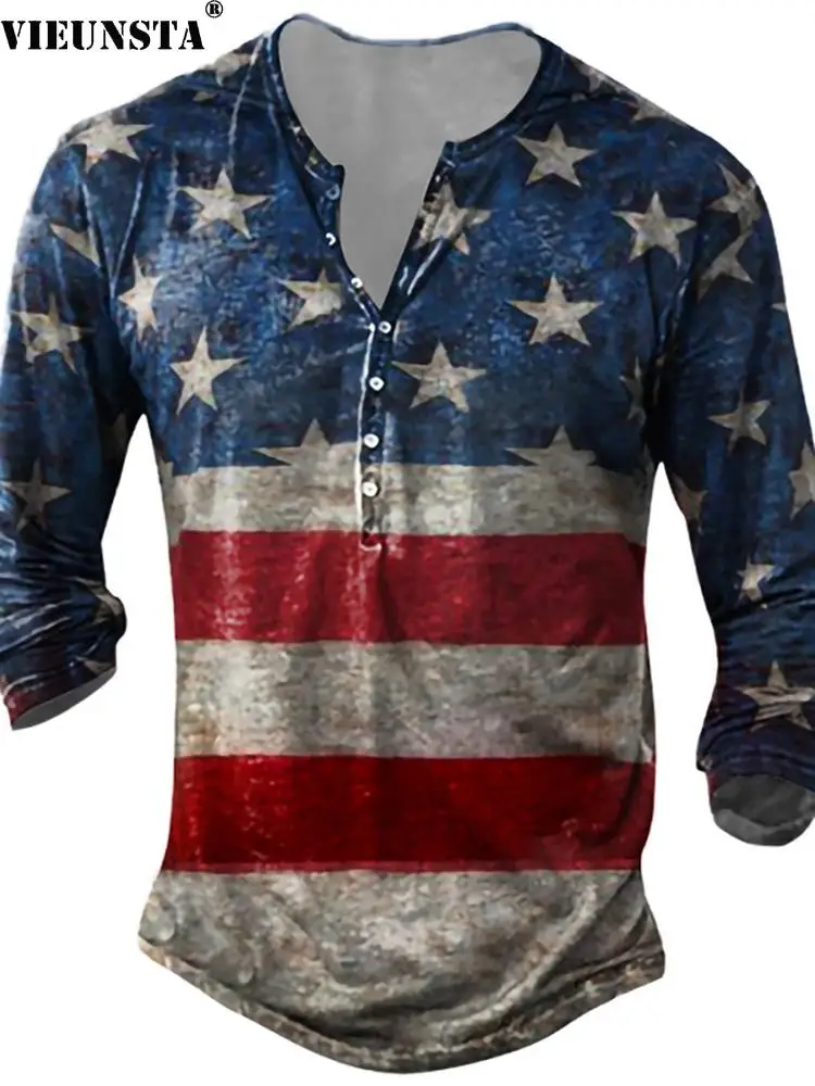 

Мужская винтажная футболка в полоску, Повседневная футболка на пуговицах с V-образным вырезом и длинным рукавом, топы в стиле Харадзюку, вес...