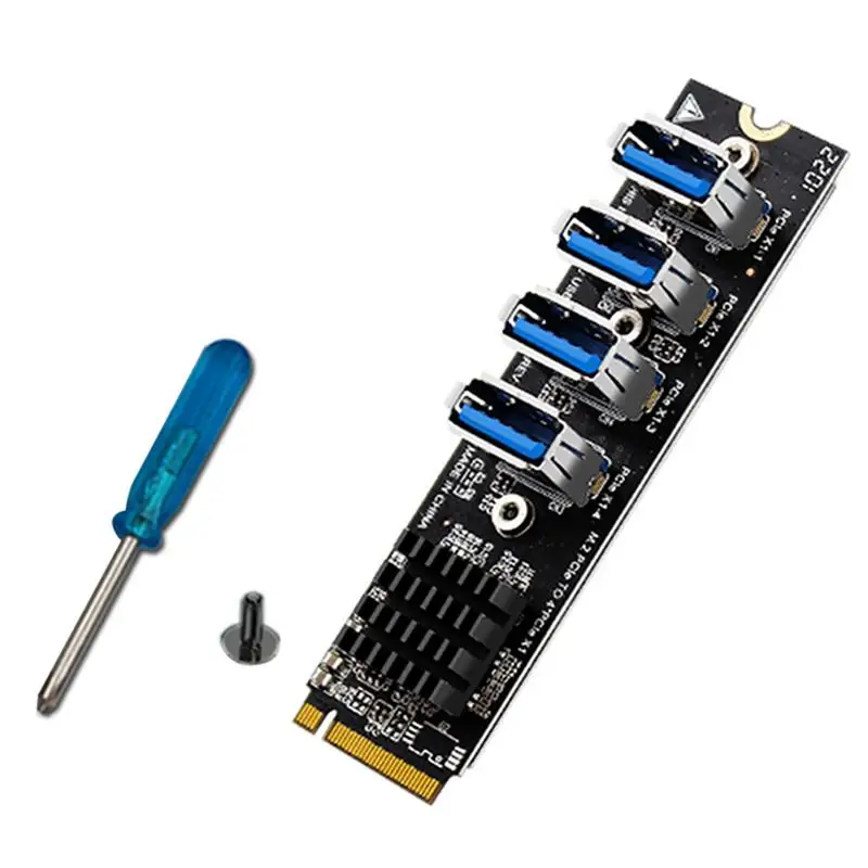 

M.2 M KEY PCI-E Riser Card PCIe Multiplier Risers 1X To External 4 PCI-e Adapter 4-port PCI-E X1 Adapter Module For Window XP