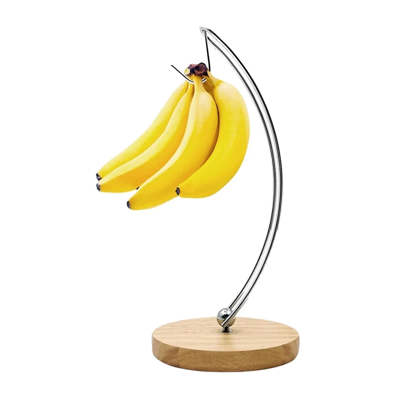 

Подставка-банан, современная вешалка-банан с металлическим крючком и деревянным бамбуковым основанием для дома, кухни, улицы, вечеринки