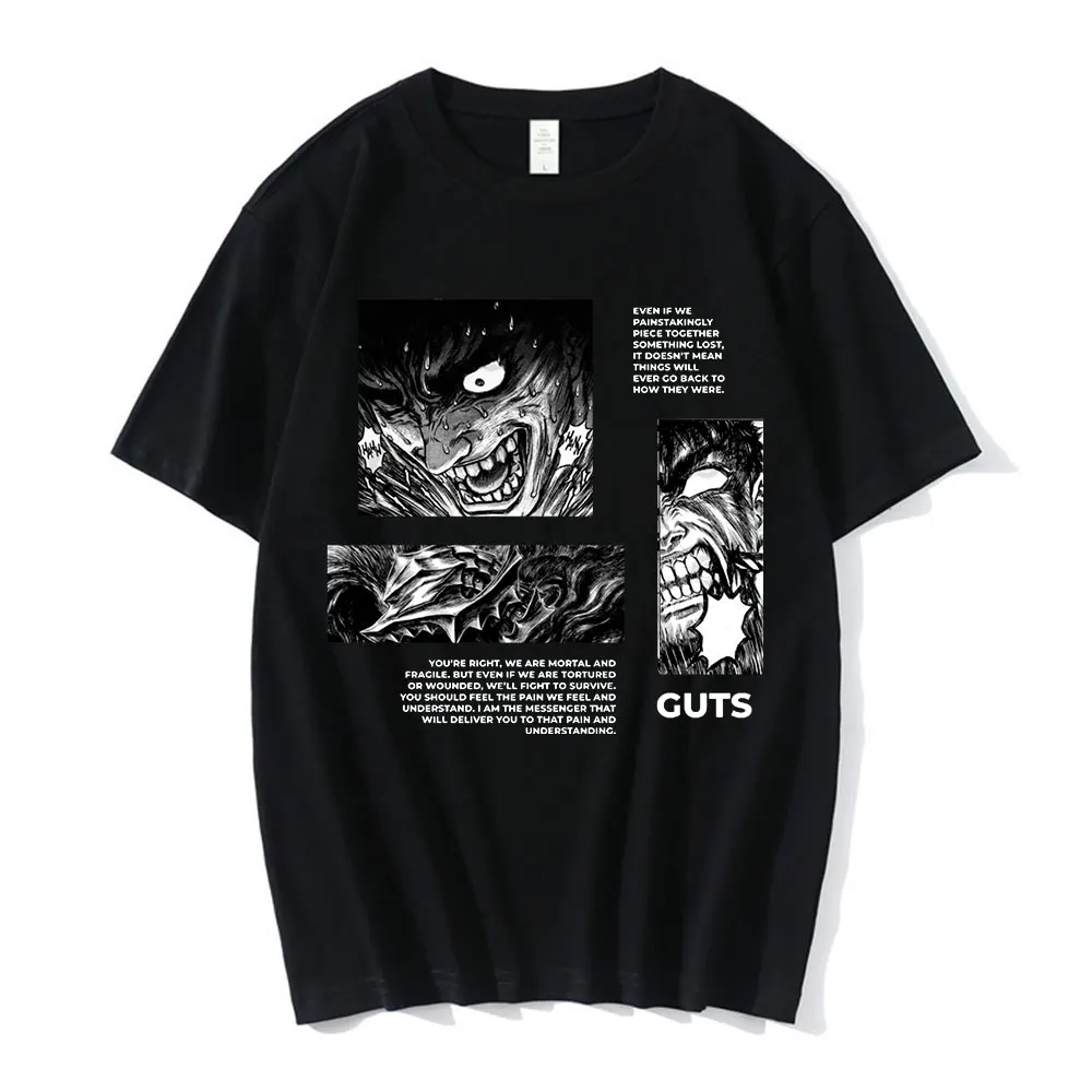 

Japanese Anime Berserk Guts T Shirt Men's Cool Manga Graphic T-shirt Streetwear Harajuku Vintage T-shirts Hip Hop Tops Tees Male